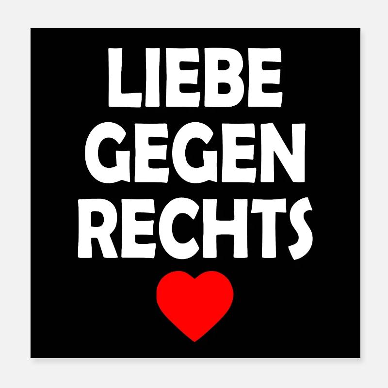 Liebe gegen rechts Poster 20x20 cm