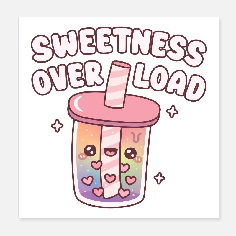 Süßer Bubble Tea mit Herz Boba Süße Overload Poster 20x20 cm