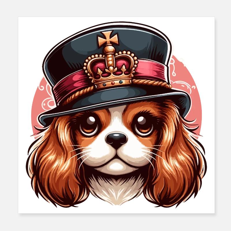 Cute Cavalier King Charles with a Hat Poster 8" x 8" (20x20 cm)