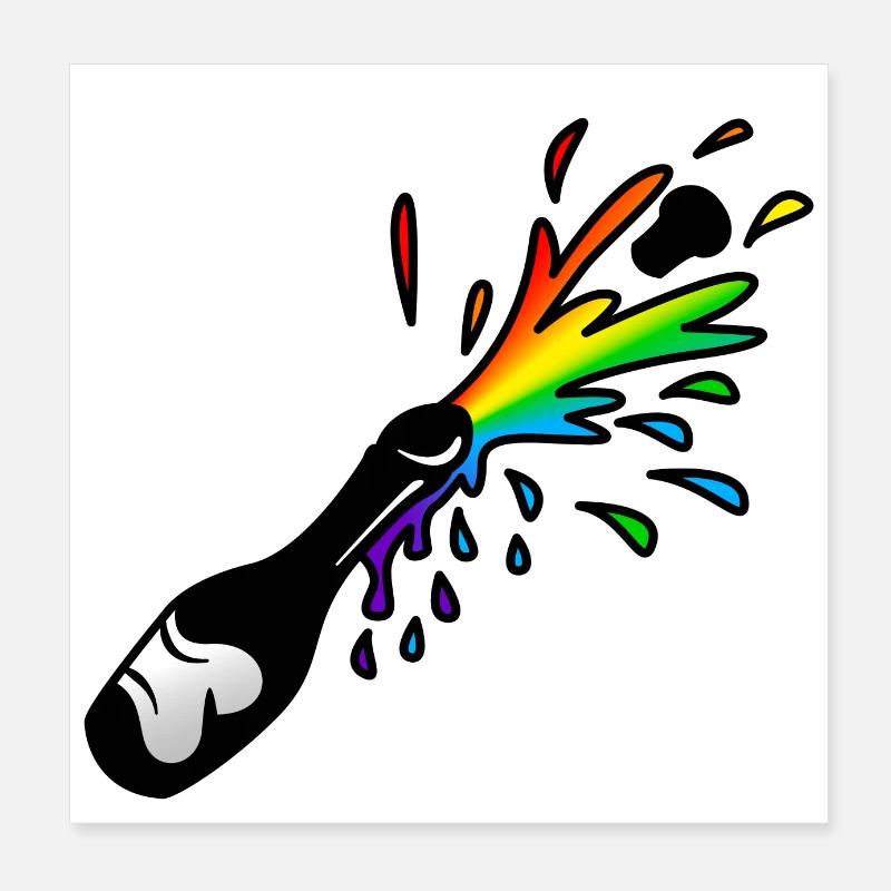 Bottle Bottle : Sticky Queer Pride Poster 8" x 8" (20x20 cm)