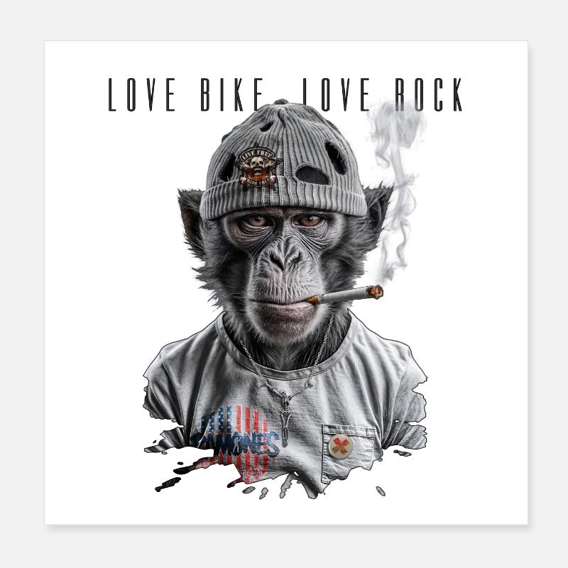 Rock Primate Biker Poster 8" x 8" (20x20 cm)