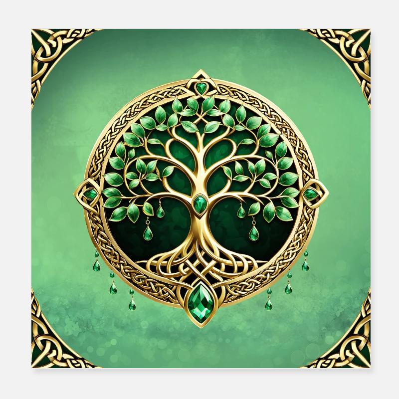 Der Baum des Lebens mit keltischen Knoten. Poster 20x20 cm