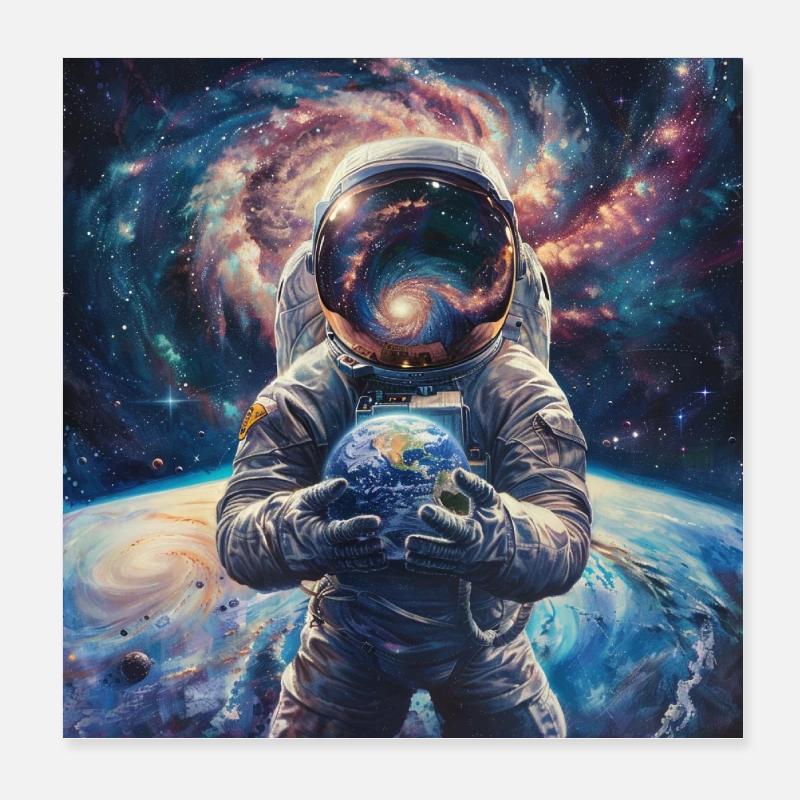 Astronautes Galaxie Espace Planète Espace Conception Spatiale Poster 20 x 20 cm