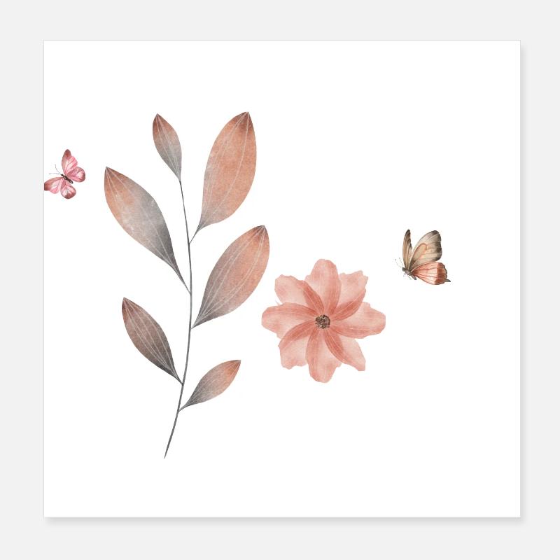 Buchstabe p Wildblumen Aquarelle Poster 20x20 cm