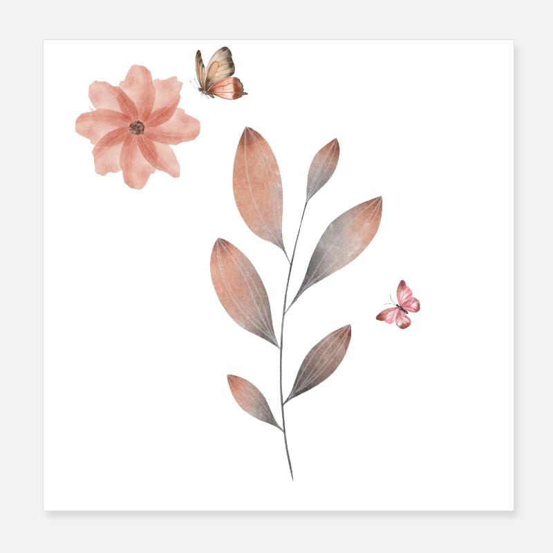 Buchstabe t Wildblumen Aquarelle Poster 20x20 cm