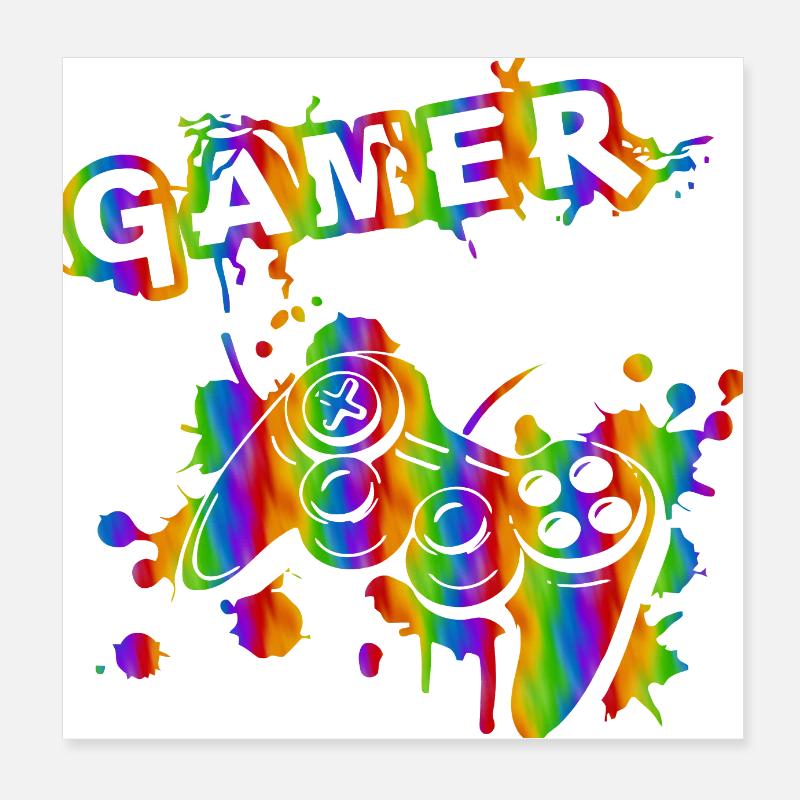 Gamer Game Play Online Computer Gaming Arcade Neon Poster 20x20 cm