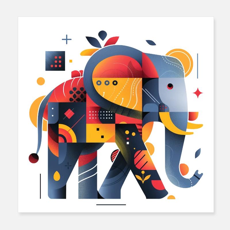 Elefant | abstraktes Kunstwerk Poster 20x20 cm