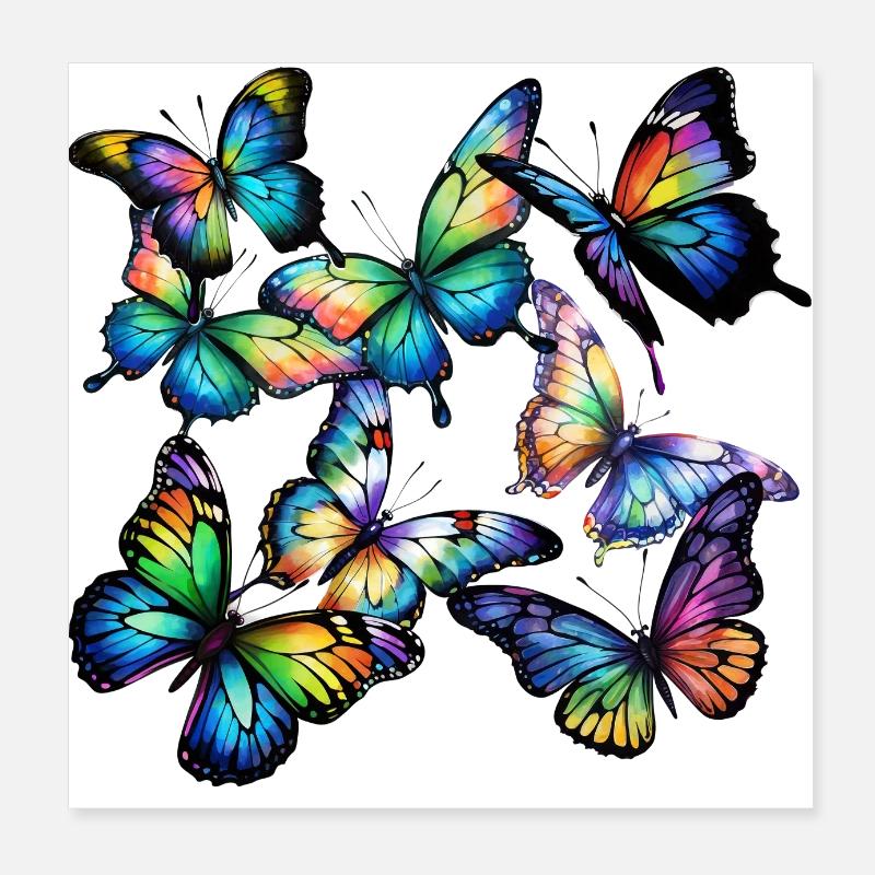 Papillons Poster 8" x 8" (20x20 cm)