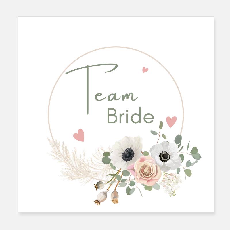 Team bride couronne floral boho Poster 20 x 20 cm