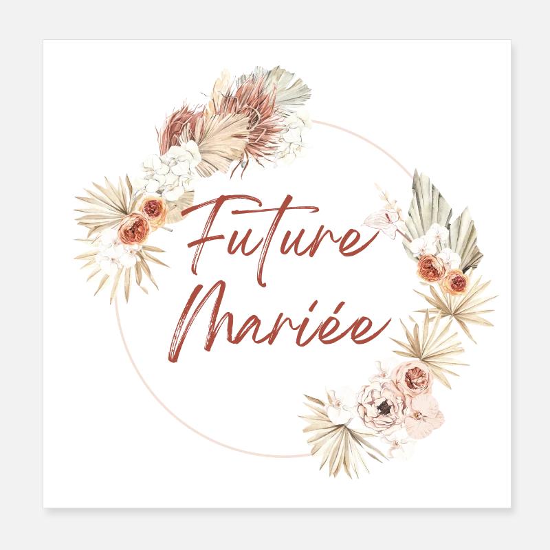 Future mariée couronne fleurs Boho Poster 20 x 20 cm