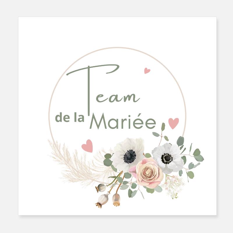 Brautteam Krone Boho Blumen Poster 20x20 cm