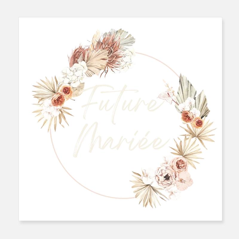 Future mariée couronne fleurs Boho Poster 20 x 20 cm