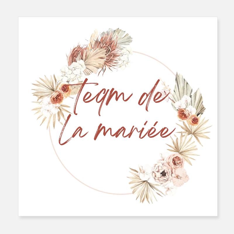 Brautteam Krone Boho Blumen Poster 20x20 cm