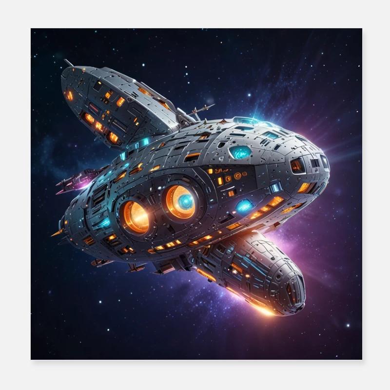 Raumschiff in den Weiten des Weltalls Poster 20x20 cm