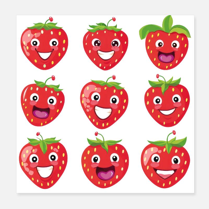 Fraise, Été, Fruit Poster 20 x 20 cm