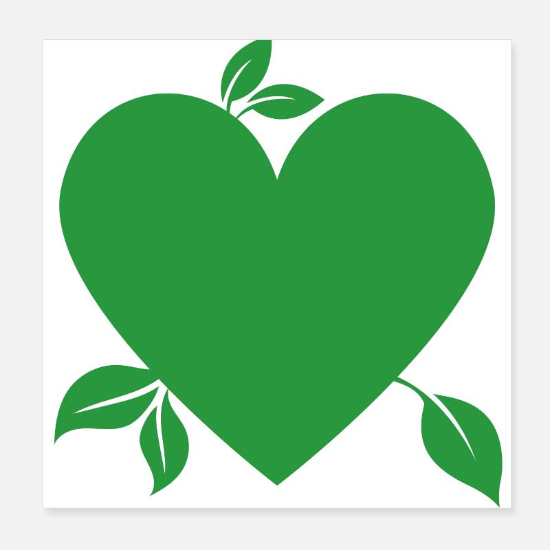 Coeur vert, nous devons aimer la nature Poster 20 x 20 cm