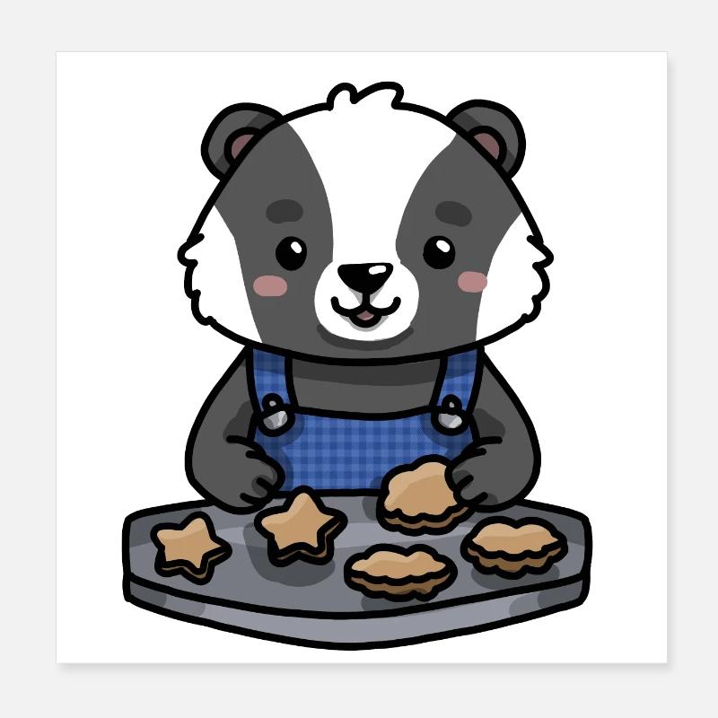 Dachs beim Plätzchen ausstechen Poster 20x20 cm