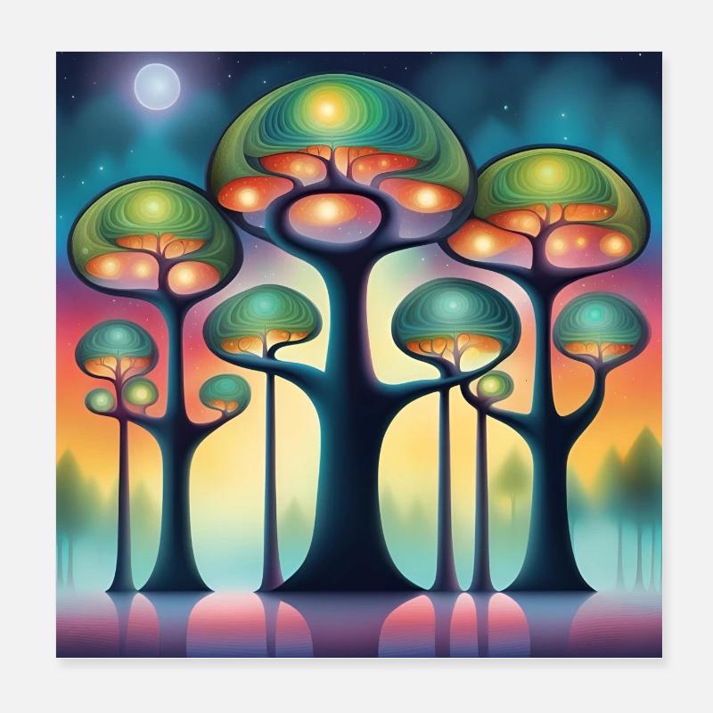 Hundertwasser Bäume Poster 20x20 cm