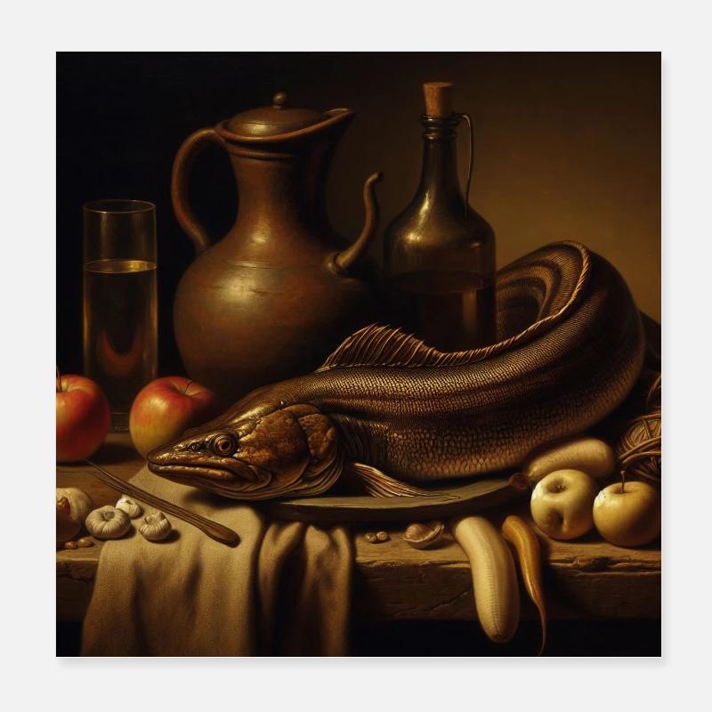 Nature morte au poisson 1 Poster 20 x 20 cm
