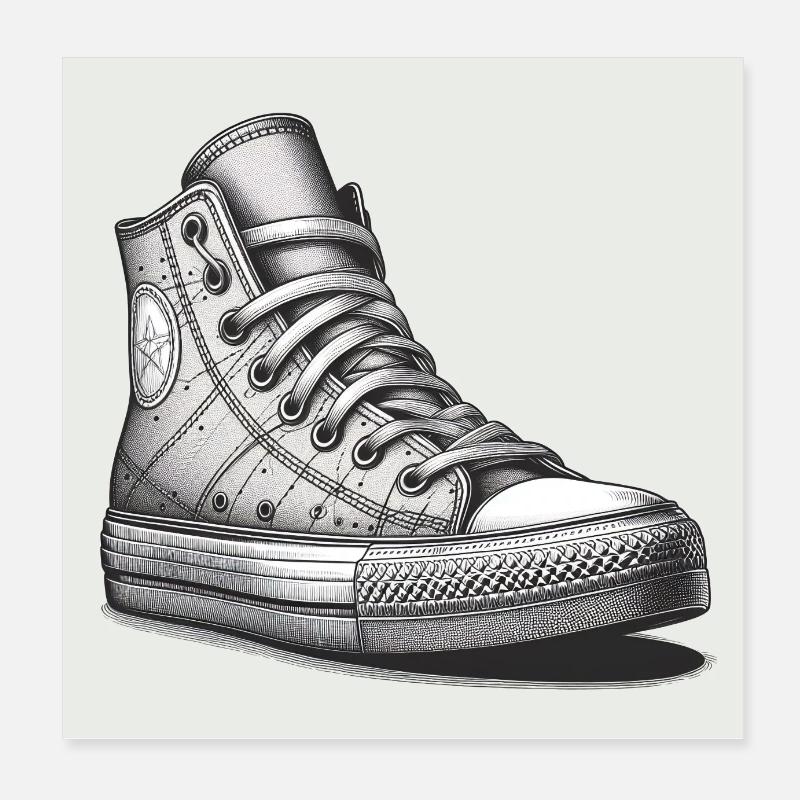 Sneaker in Schwarz-weiss Poster 20x20 cm