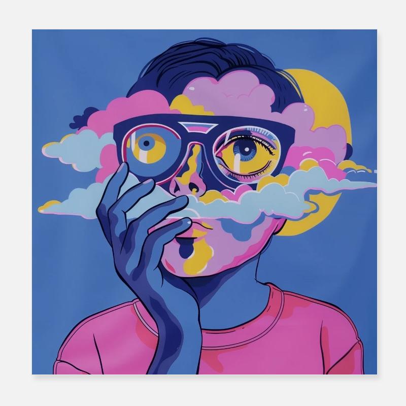 Psychedelic Face Poster 8" x 8" (20x20 cm)