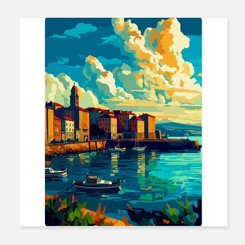 Ein Coruña Spanien Vintage Reiseplakat Souvenir WPA Poster 20x20 cm