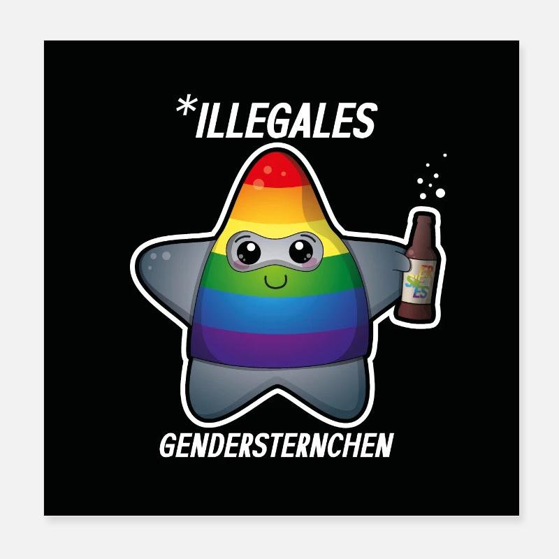 Illegales Gendersternchen? Too cute to be sued! Poster 20x20 cm