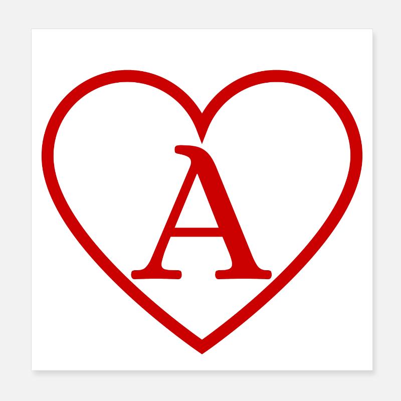 Lettre a cœur rouge Poster 20 x 20 cm