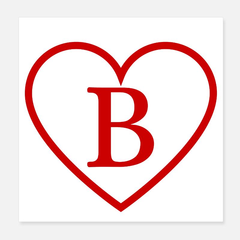 Buchstabe b rotes Herz Poster 20x20 cm