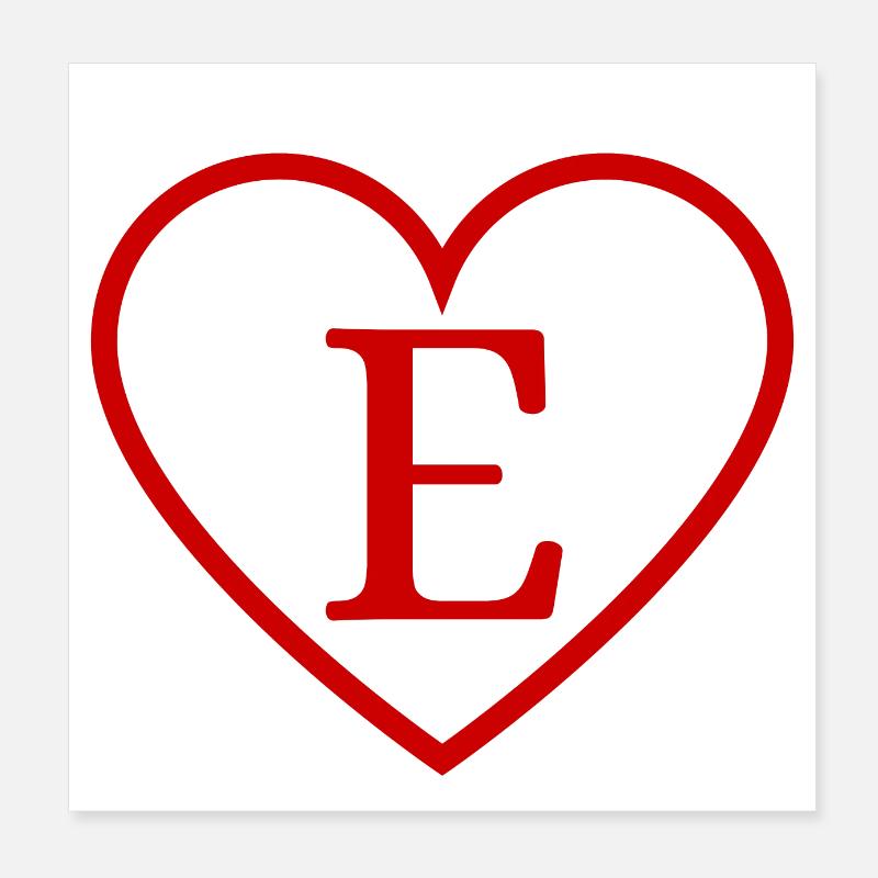 Buchstabe e rotes Herz Poster 20x20 cm