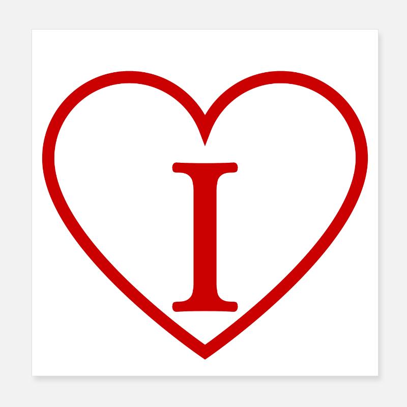 Buchstabe i rotes Herz Poster 20x20 cm