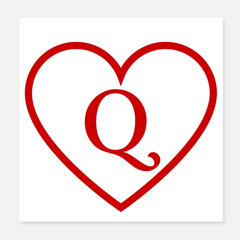 Buchstabe q rotes Herz Poster 20x20 cm