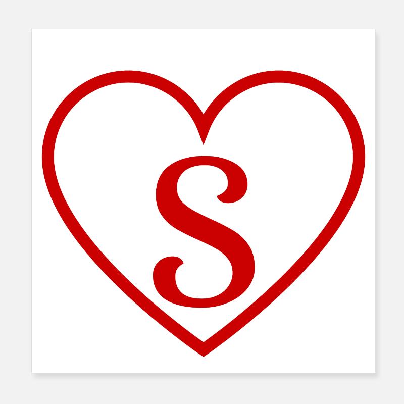 Buchstabe s rotes Herz Poster 20x20 cm