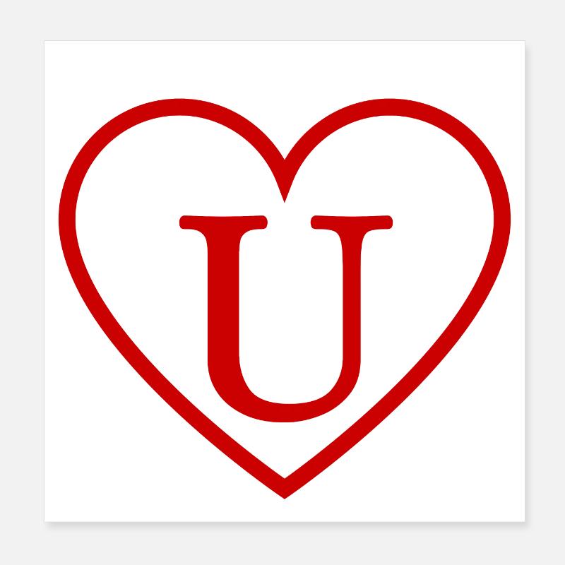 Buchstabe u rotes Herz Poster 20x20 cm