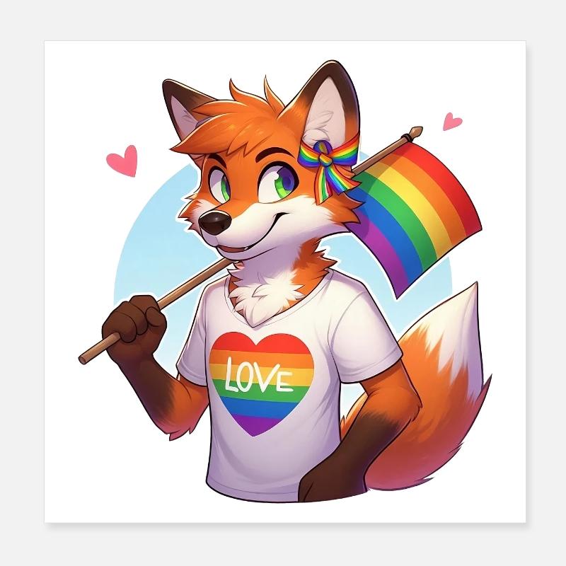 Pride Fox Poster 8" x 8" (20x20 cm)