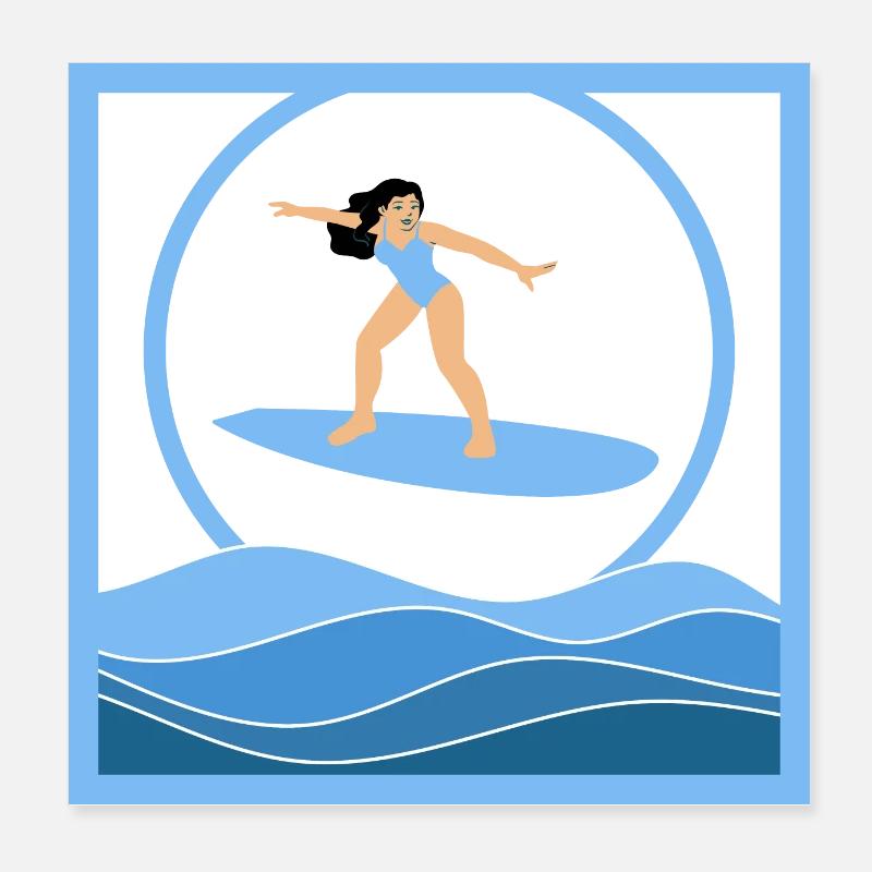 Brown surfer above the waves Poster 8" x 8" (20x20 cm)
