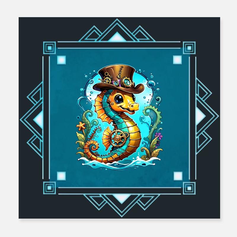 Hippocampe steampunk mignon Poster 20 x 20 cm