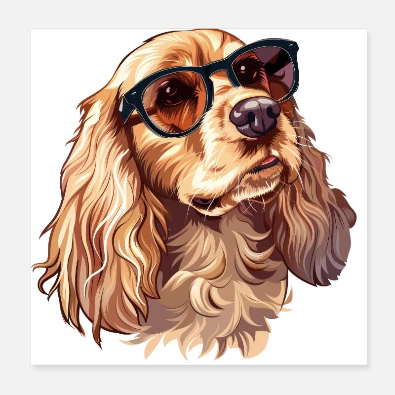 Cocker Spaniel, Hund, Sonnenbrille, Sommer Poster 20x20 cm