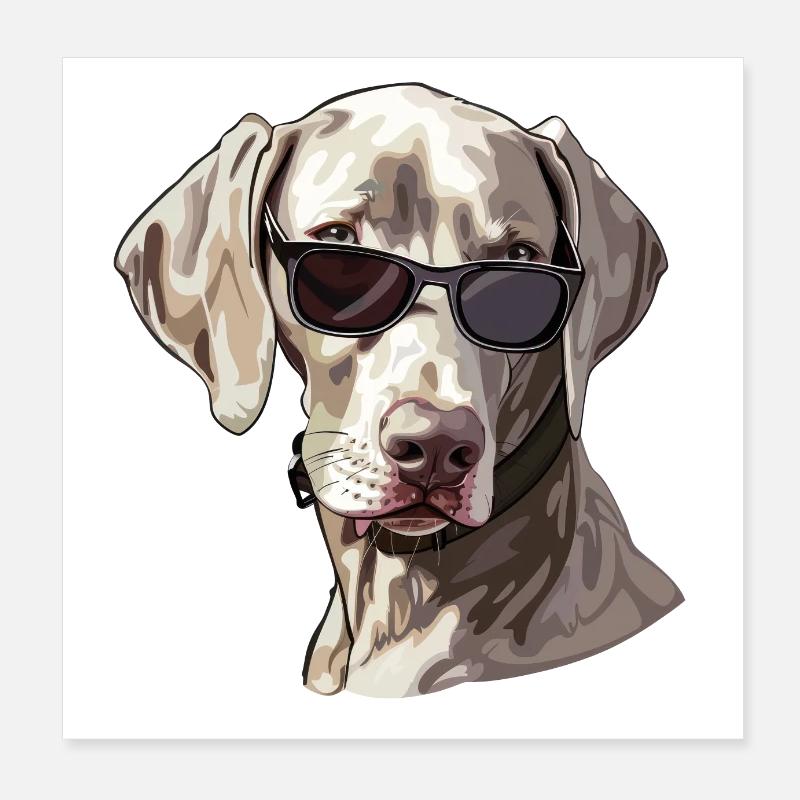 Braque De Weimar, Chien, Lunettes De Soleil, Été Poster 20 x 20 cm