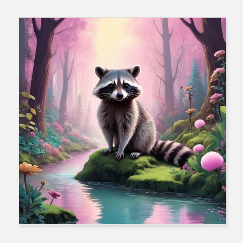 Raton laveur Poster 20 x 20 cm