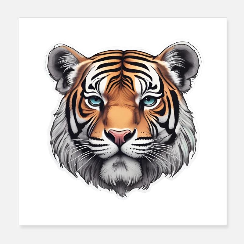 TIGER HEAD Poster 8" x 8" (20x20 cm)