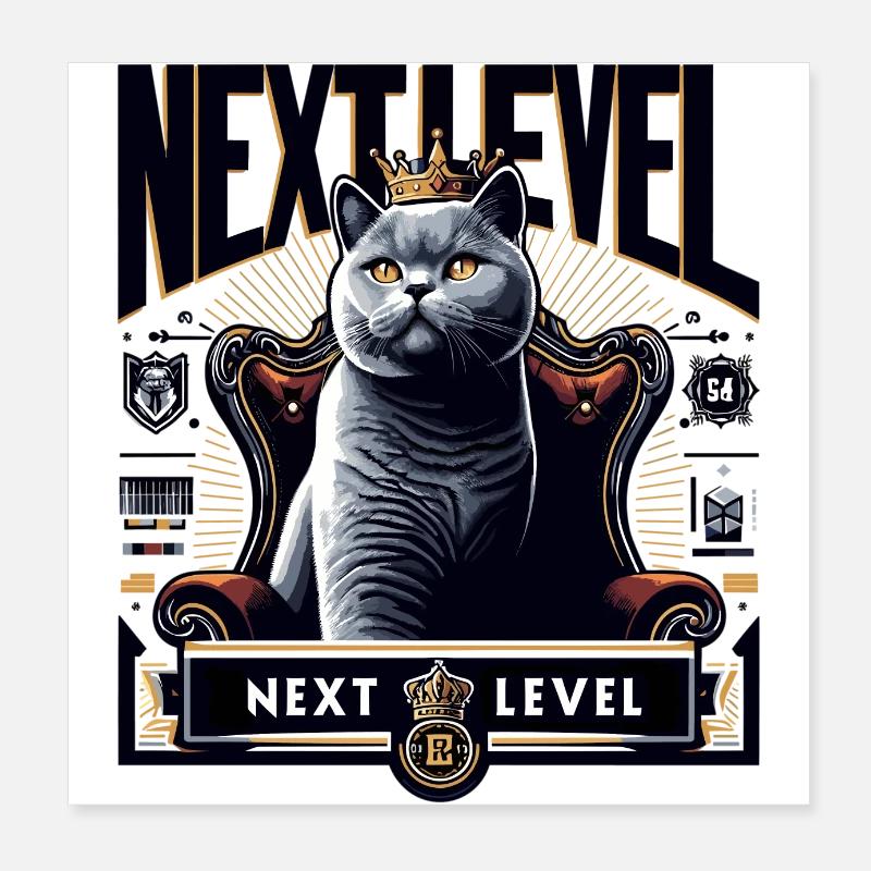 BKH Britisch Kurzhaar Blue Katze Königssessel Poster 20x20 cm