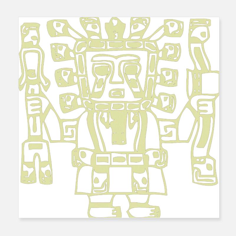 maya mexico aztec mexican tribar indian skull inca Poster 8" x 8" (20x20 cm)