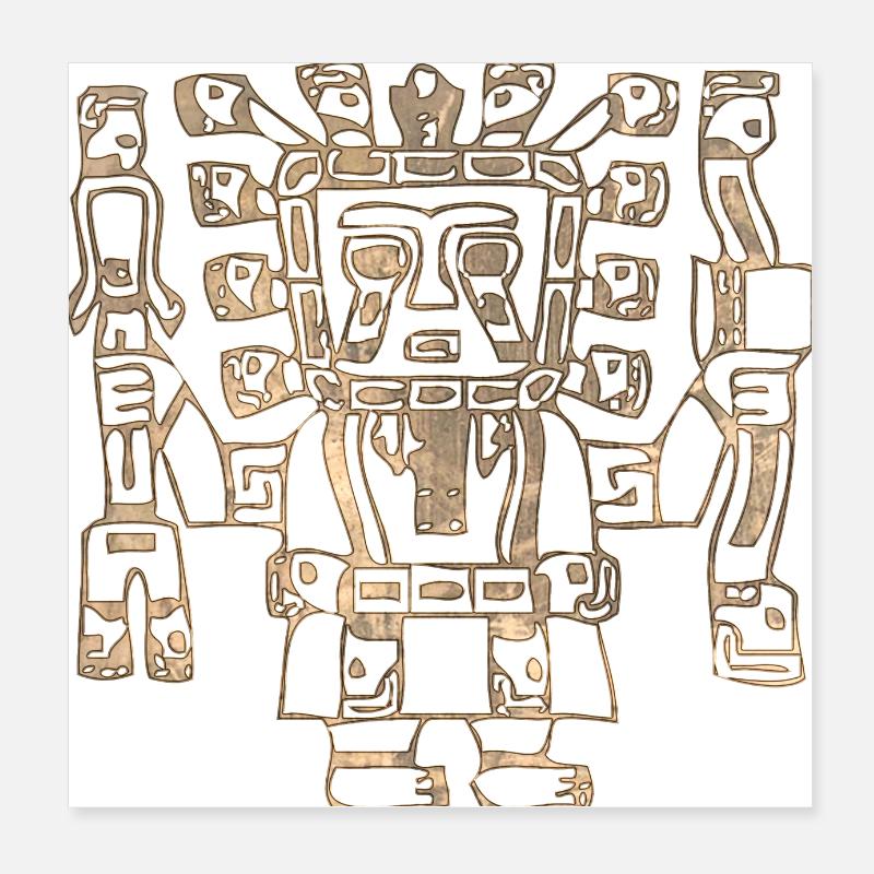 Maya Mexiko Azteken Mexikanischer Tribar Indianer Schädel Inka Poster 20x20 cm