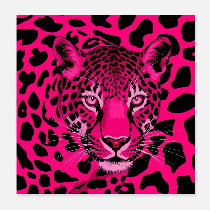 Imprimé léopard rose noir Poster 20 x 20 cm