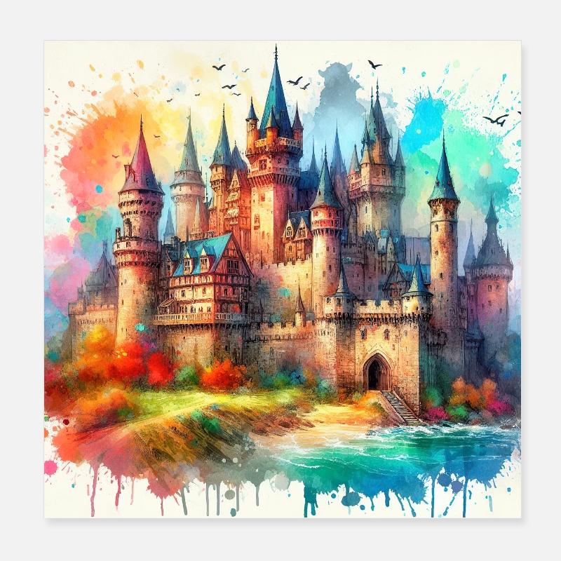 Château médiéval Poster 20 x 20 cm