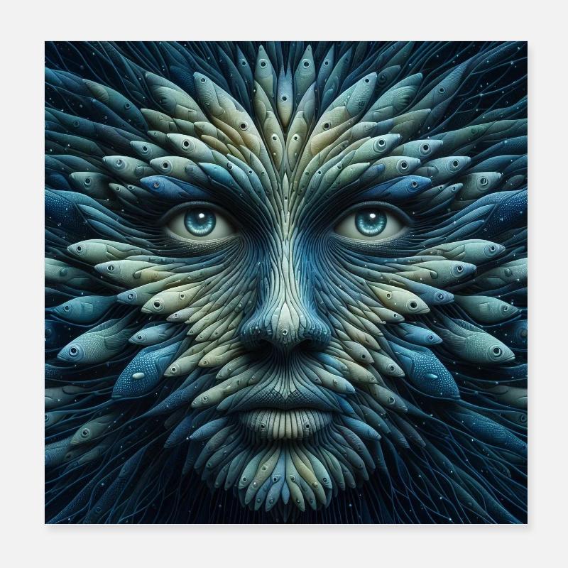 Visage des Poissons 3 Poster 20 x 20 cm