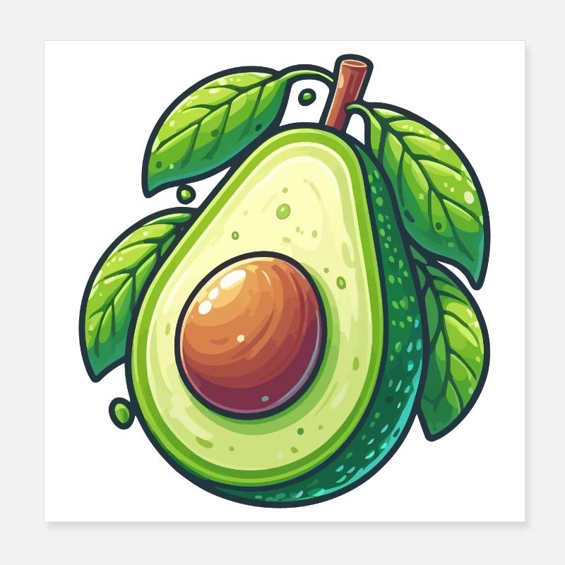 Avocat et ses feuilles Poster 20 x 20 cm