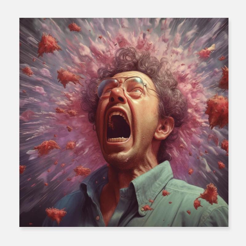 Les bactéries volent en éternuant Poster 20 x 20 cm