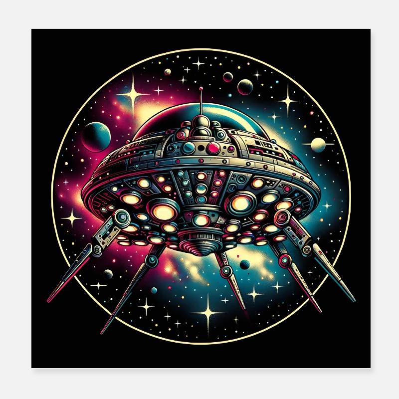Fantastic spider spaceship in space Poster 8" x 8" (20x20 cm)